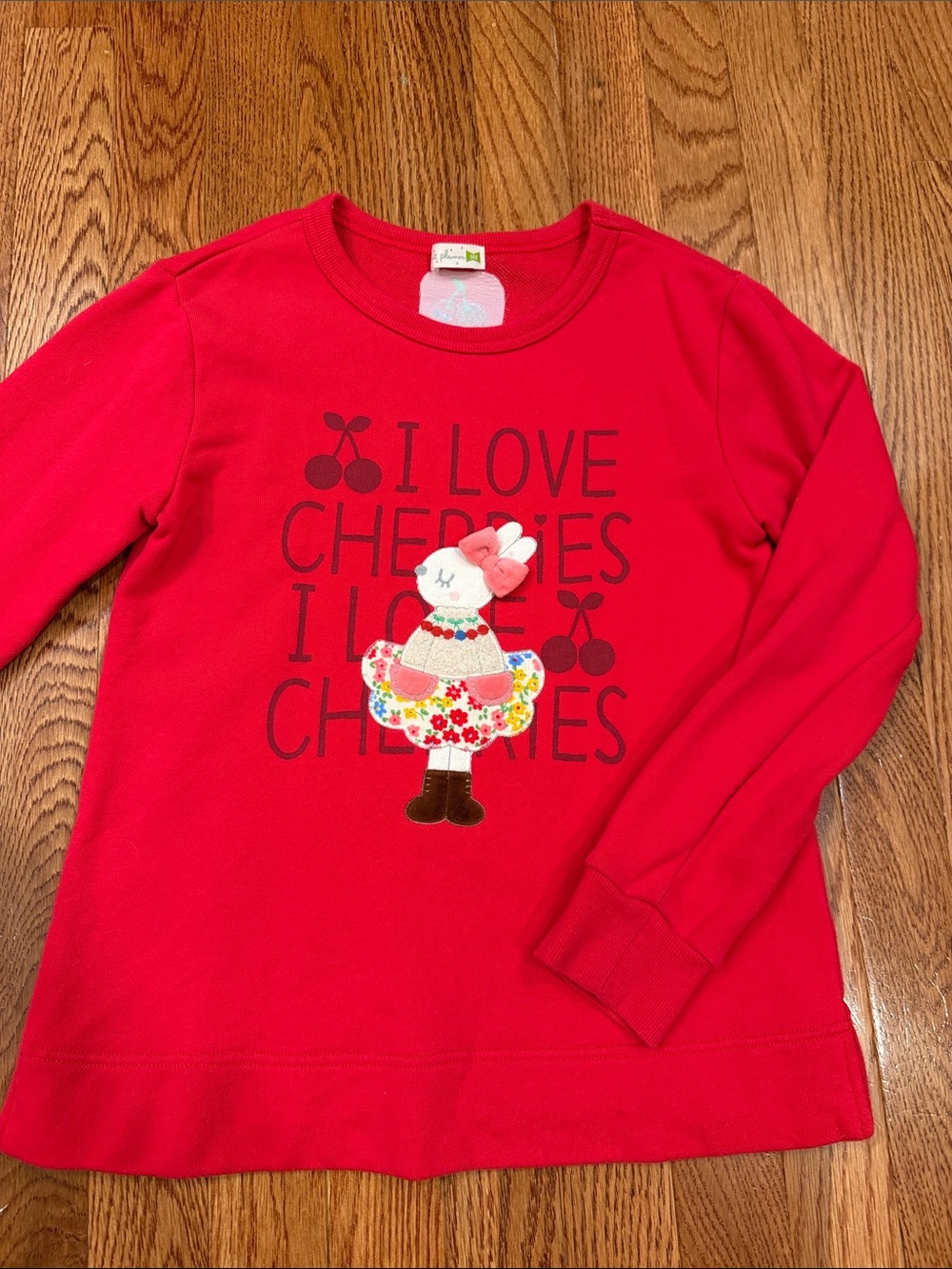 Knit Planner Red Long-Sleeve Tee with Cherry Bunny Crew
